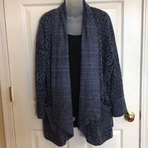 One World eyelash knit sweater cardigan jacket Blue 1x NWOT